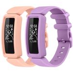 Wanme Sport Bands for Fitbit ACE 2 Soft TPU Watch Straps for Kids Girls Boys, 2 PACK Bracelet Loop Watchbands Adjustable Replacement Straps for Fitbit ACE 3 Activity Tracker (Light Pink+Lavender Purple)