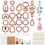 GYB 142 Pcs Polymer Clay Cutters, 24 Multi Shapes Polymer Cutters with Earring Cards, Round Circle Shape Cutters Mold for Polymer Clay Jewelry Making DIY Earring