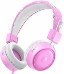 BlueFire Kids Headphones with Mic, Children's Headphones with 85dB Volume Limited, Over Ear Stereo Headphones for Boys Girls, Child Headphones for Study School Online Course Tablet(Pink)