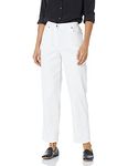 Ruby Rd. Women's Petite Classic Flat Front Denim Jean, White, 14 Petite