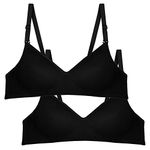 Tweens Women's Medium Padded Wirefree T-Shirt Bra (TW-91301_Black -Pack of 2_34D) Pack of 2