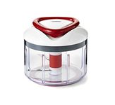 Zyliss Easy Pull Food Processor | 75cl Capacity | Plastic/Stainless Steel | White/Red | Manual Handheld Food Chopper/Slicer/Blender with Pull Cord | Dishwasher Safe | 5 Year Guarantee