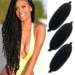 Lianlian 24 inch Pre-Separated Springy Afro Twist Hair 3 Packs spring twist hair for marley twist braiding hair Pre-fluffed Afro Kinky Marley Hair Extensions (24 Inch,1B)