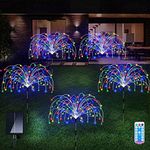 QOCNAM Solar Garden Lights, 5 Pack 120 LED Waterproof Solar Firework Lights are 8 Modes Decorative Sparkles Stake Landscape Outdoor Light, Copper Wire Lamp for Backyard Lawn Patio Decor(Multi-Color)