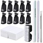 Teenitor Black Acrylic Nail Remover Kit - Gel Nail Polish Remover Kit with Nail Clips & Lint Free Wipes, Soak Off Nail Clips For Removing Gel Polish with Cuticle Pusher Nail File Buffer Block