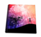 3dRose db_23727_1 Basket on a Hill Silhouette of a Frisbee Disc Golf Basket with Chain on Colorful Hill Drawing Book, 8 by 8-Inch