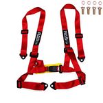 RASTP 4 Point Racing Safety Harness Set with 2" Straps for Racing Seat&Go Kart Seat,Dark Red(Pack of 1)