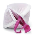 Whitmor 2-Compartment Bra Wash Bag, Large, White Pink