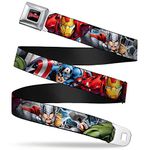 Buckle-Down Unisex's Belt Seatbelt Marvel Avengers 4 Superhero Poses Close Up 32 to 52 Inches, 1.5" Wide-32-52 Inches in Length