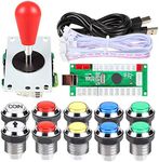 EG STARTS 1 Player LED Arcade DIY Part Kit USB Encoder to PC Gamepads Ellipse & Oval Style Bat Joystick + 5V LED Arcade Buttons for Video Games Mame Raspberry Pi Arcade1up (Chrome Mix Colors)