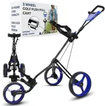 SereneLife 3 Wheel Golf Push Cart – Ultra Lightweight, Small Folding Size, New-Version Scorecard Holder – Golf Accessories for Men, Golf Cart, Wagons Carts Foldable