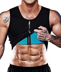 NonEcho Men Sauna Sweat Vest Weight Loss Waist Trainer Vest Neoprene Tank Top Shapewear Slimming Shirt Workout Suit, Mens, SS89-M, Black, Medium