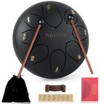 HASTHIP® Steel Tongue Drum 8 Note, 6 inch Percussion Instrument Handpan Drum with Bag, Music Book and Mallets for Kids and Adults Meditation Musical Education Concert Mind Healing Yoga (Black)