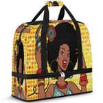 African Woman Pop Music Travel Duffle Bag, Sports Gym Bag With Shoes Compartment Weekender Bag Overnight Bag For Women Men, African Woman Pop Music