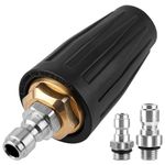 Turbo Nozzle Pressure Washer Tips 4000PSI Max. 5000PSI 4.0GPM Quick Release Power Washer Turbo Nozzle Stainless Steel Rotating Spray Nozzle with 1/4'' 3/8'' Quick Connectors for Car & Outdoor