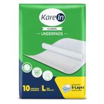 KareIn Classic Underpads For Adults, Large 60 x 90 cm, 10 Unit, Highly Absorbent, Anti-Bacterial, Rash Protection, Leak Proof, Protects Surfaces from Incontinence, Odor Control, Super Soft