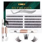 Lanciley DIY Lash Extension Kit 120 Cluster Lashes Individual Lashes with Lash Bond and Seal Tweezers Eyelash Extensions Kit Easy to Apply at Home C D Curl Mix 10-16mm - L01