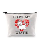 PLITI Westie Dog Lovers Gifts for Women Funny Westie Dog Mom Gift i Love My Westie West Highland Terrier Cosmetic Bag (I love Westie bagU)