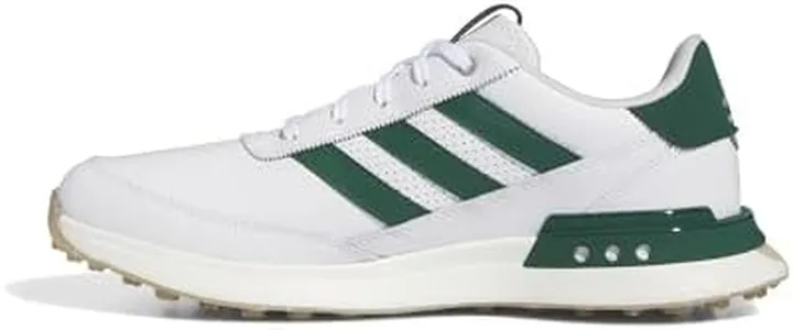 adidas Men's S2G Spikeless Leather 24 Golf Shoes, Footwear White/Collegiate Green/Gum 4, 11