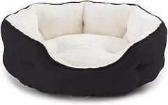 PAWSOME Round Cat Bed for Indoor Cats Clearance Washable Dog Bed for Puppy and Kitties with Slip-Resistant Bottom, Plush Flannel Pet Supplies Medium Black