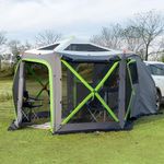 JOYTUTUS Dual-Use Pop up SUV Tent for Camping, 10FT x 10.5FT Big Space 2 Rooms Car Tent for Family, Outdoor Gazebo with 4 Sides Screen, 2 Doors, Portable Carry Bag