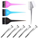 Kare & Kind 9 Pcs Hair Coloring and Styling Kit - 3x Single Brushes, 1x Hair Dye Comb-Brush, 5x Hair Clips- For Balayage, Highlights, Foiling, Micro Braiding, Keratin Treatment - DIY, Home, Salon Use