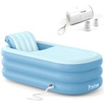 Frstem Inflatable Bath Tub for Adults, Portable Foldable Hot Tub with Wireless Electric Air Pump, 64" Collapsible Ice Bath Tub for Athletes, SPA Freestanding Soaking Barrel for Indoor or Outdoor, Blue