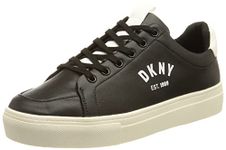 DKNY Women's CARA Sneaker, Black/White, 4 UK