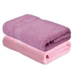 haus & kinder 100% Cotton 500 GSM Bath Towel Set of 2 | Extra Soft & Absorbent Large Size Bath Towels for Men Women | Size 140cm x 70cm | Pink & Lilac