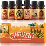 SNOWSEN Autumn Fragrance Oils, Essential Oil Set for Diffuser, Fall Scented Oil for Soap Candle Making - Apple Spice, Pumpkin Pie, Pine, Cinnamon, Vanilla, Snickerdoodle, 6x10ml