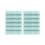 Tag Terry 100% Cotton Flannels Face Cloth Pack 12-30x30cm Washcloths - Hotel Spa Bathroom Face Towels Multipack - (Aqua)