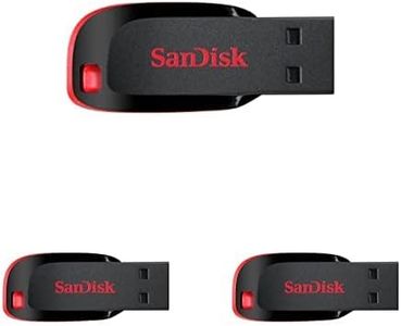 SanDisk Cruzer Blade - Memoria USB de 2.0 de 32 GB, Color Negro, Paquete de 3