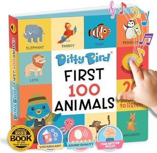 Ditty Bird Talking Books 100 Animals | 100 Words for Vocabulary & Speech Learning | Sound Books for Toddlers 1-3 | Children's Interactive Toddler Books with Great Pictures | Sturdy Baby Sound Books