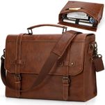 RAINSMORE Mens Messenger Bag 17 Inch Waterproof Vintage Leather Laptop Briefcase Large Laptop Bag Satchel Bag Computer Shoulder Bag for Office Business Travel College, Brown