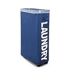 IHOMAGIC Collapsible Laundry Baskets on Wheels 62L - Large Laundry Hamper with Removable Mesh Laundry Bags, Tall Portable Storage Bin Handles for Dorm, Pillows and Towels (Navy Blue)