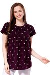 TIGYWIGY Women's Cotton Printed Half Sleeves Feeding/Nursing/Maternity Top (XX-Large, Wine Kite)