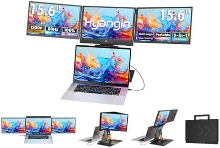 Hyangin Triple Screen Laptop Monitor Extender 15.6", 2026 Upgraded One Cable Connection Portable Quad Monitor, 1200P Portable Triple Monitors for Laptop, Compatible with Windows/Mac/Chrome OS/Phones