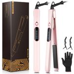 Hair Straighteners for Women, Haglater 2 in 1 Hair Straightener and Curler Ceramic Plates Flat Iron with Adjustable Temperature LCD Display Straightening Styling Tool for Long Hair