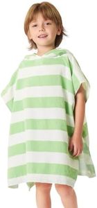 TBEZY Toddler Bath Towel Poncho Thick Cotton Striped Beach Towels for Kids Gifts (2-6, Green)