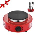 Artilife Mini Hot Plate Small Hot Plate,Small Hot Plate Electric Mini,Mini Hot Plate Electric,Cast Iron Electric Hot Plate,Perfect for Moka Pot Espresso Pot (500W Red Small Hot Plate)