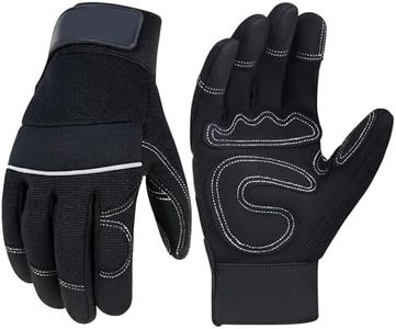 HANDLANDY Work Gloves Mens & Women, Utility Safety Mechanic Working Gloves Touch Screen, Flexible Breathable Yard Work Gloves (Medium, Black)