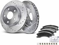 A-Premium Front Drilled and Slotted Disc Brake Rotors and Pads Kit Compatible with Jeep Grand Cherokee 1999-2004 6-PC Set