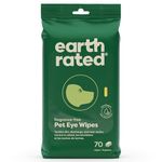 Earth Rated Pet Eye Wipes, Hypoallergenic Eye Wipes for Dogs & Cats to Remove and Reduce Tear Stains & Eye Discharge, Fragrance Free, 70 Count