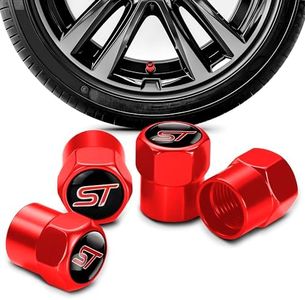 4Pcs ST Logo Metal Tire Valve Stem Caps with Rubber O-Rings – Fits Ford ST Models | Durable Metal Alloy, Corrosion-Resistant, Universal Fit for Cars, Trucks & Motorcycles | Enhances Wheel Aesthetics