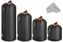 NEEWER Camera Lens Pouches Kit (4 Sizes) Thick Protective Bag with Drawstring, Orange Interior, Soft Plush Neoprene Bag, Compatible with Sony Canon Nikon Pentax Olympus Panasonic DSLR Lens