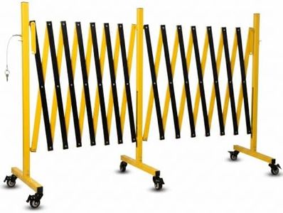 23FT Metal Expandable Barricade, Retractable Security Gate for Driveway, Folding Safety Barrier for Construction, Portab
