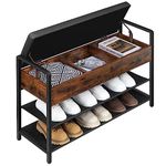 Hzuaneri Storage Shoe Bench, Entryway Bench with Lift Top Storage Box, 2-Tier Shoe Rack Organizer, for Entryway, Bedroom, Hallway, Rustic Brown SB03601B