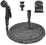 HOMOZE 100ft Garden Hose Pipe Expandable Garden Hose with 3/4", 1/2" Fittings, Anti-Leakage - Flexible Expanding Hose with 7 Function Spray Nozzle (100FT, Black)