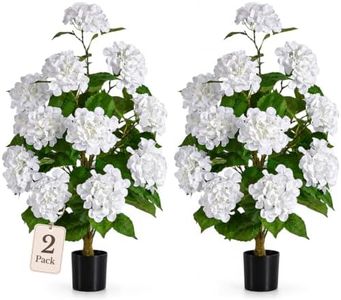 3FT Faux Hydrangea Bush 2-Pack Potted Hydrangea Artificial Flowers Outdoor