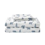 Eddie Bauer - King Sheet Set, Warm Breathable Cotton Flannel Bedding with Deep Pockets, Brushed for Extra Softness, Cozy Home Decor, Oeko-Tex Certified (Bears & Trees, King)